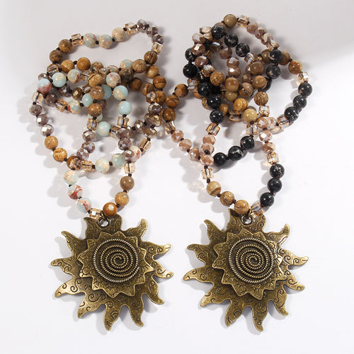 Bohemian Sun Pendant Necklace